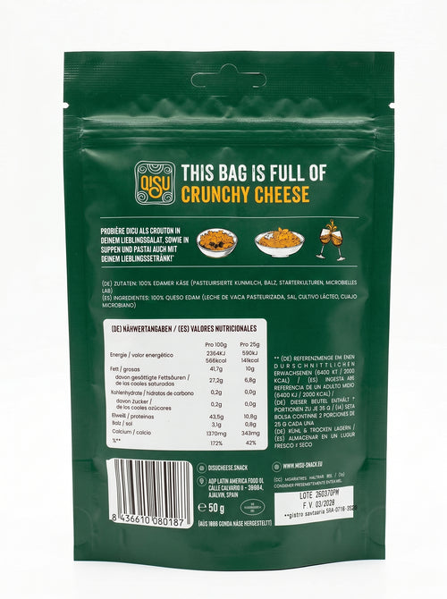 QISU Crunchy Dried Cheese – Snack de Queso Quesillo Crujiente (50 g)