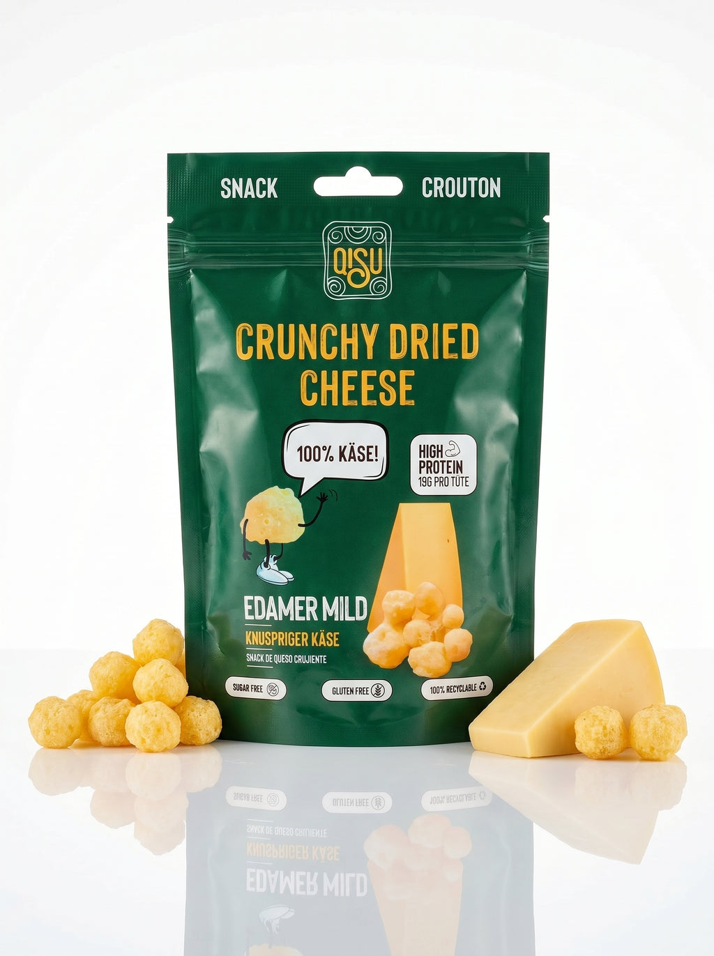 QISU Crunchy Dried Cheese – Snack de Queso Quesillo Crujiente (50 g)