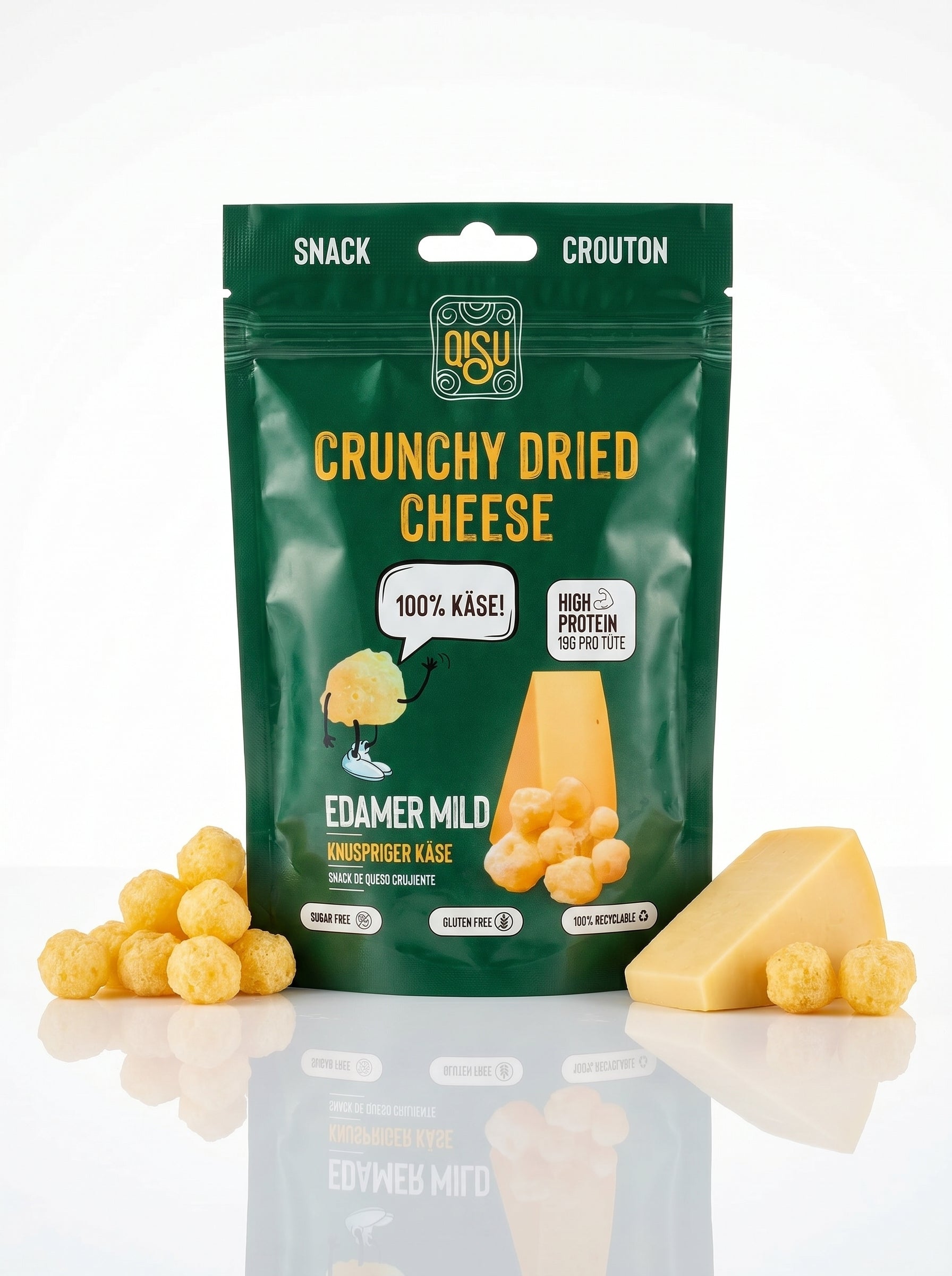 QISU Crunchy Dried Cheese – Snack de Queso Quesillo Crujiente (50 g)